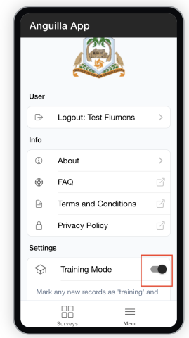 Mobile app training mode