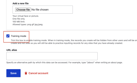 Website training mode